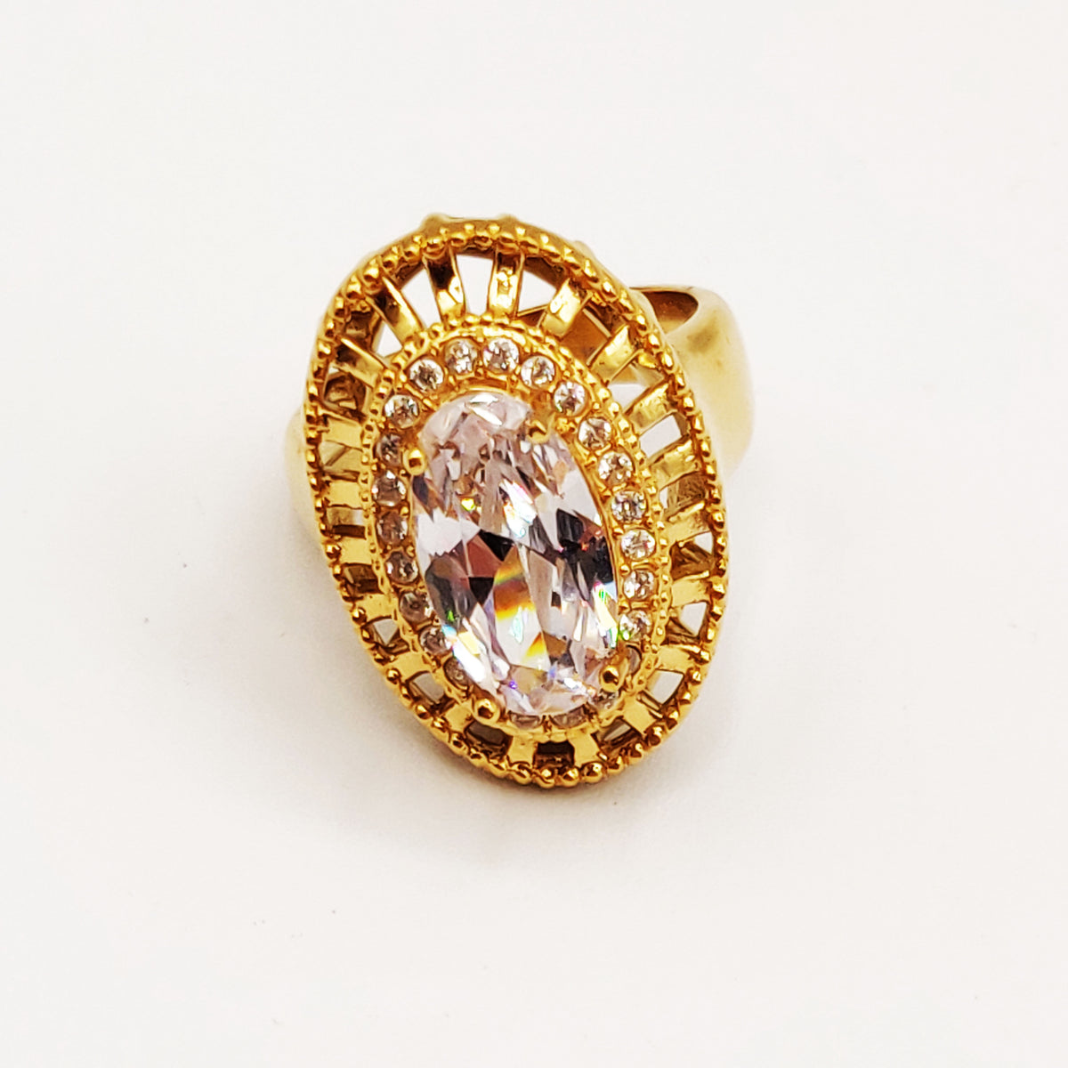 Bague Grand Cristal Ovale Tour Cristaux Luxe