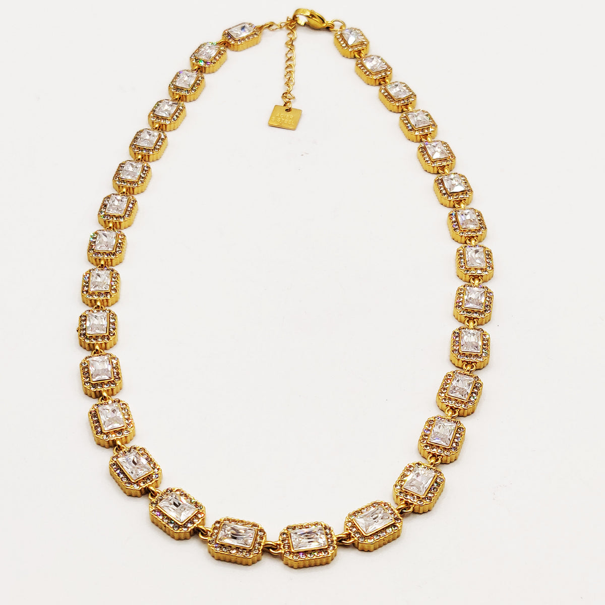 Collier Multi Cristaux Rectangles Tour Cristaux Luxe
