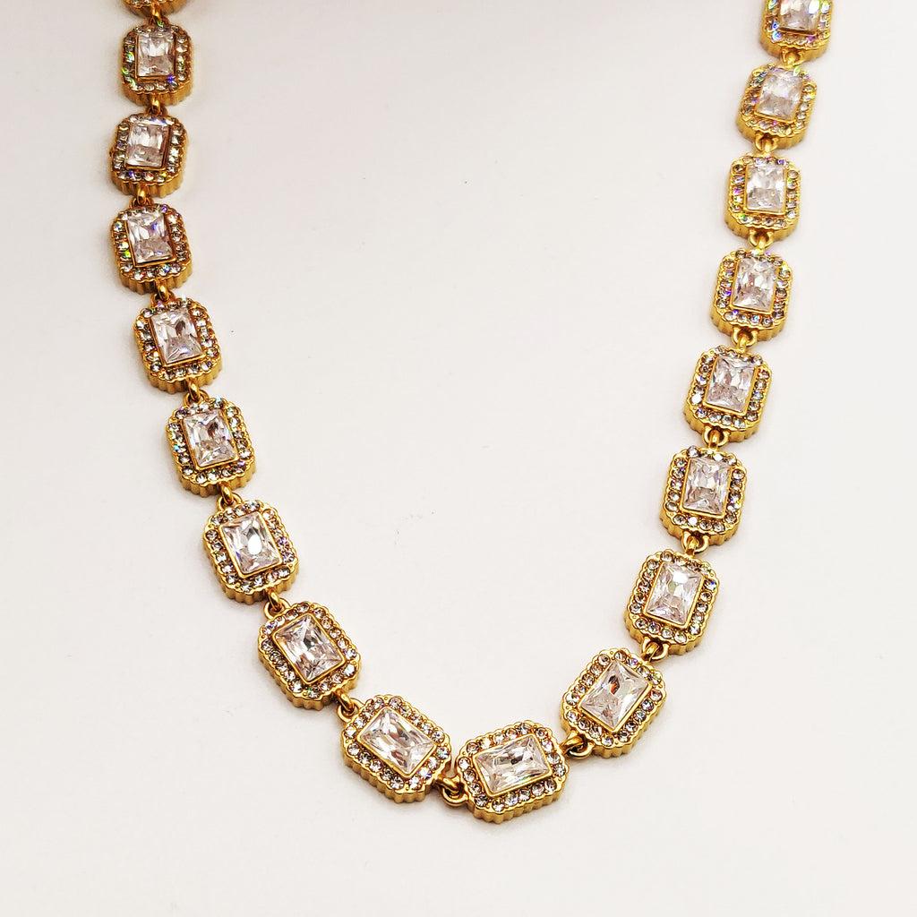 Collier Multi Cristaux Rectangles Tour Cristaux Luxe