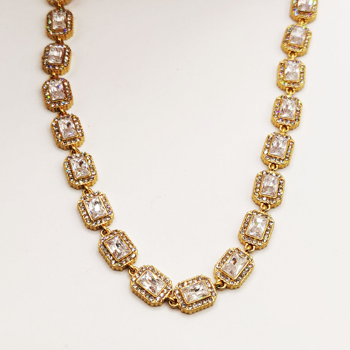 Collier Multi Cristaux Rectangles Tour Cristaux Luxe