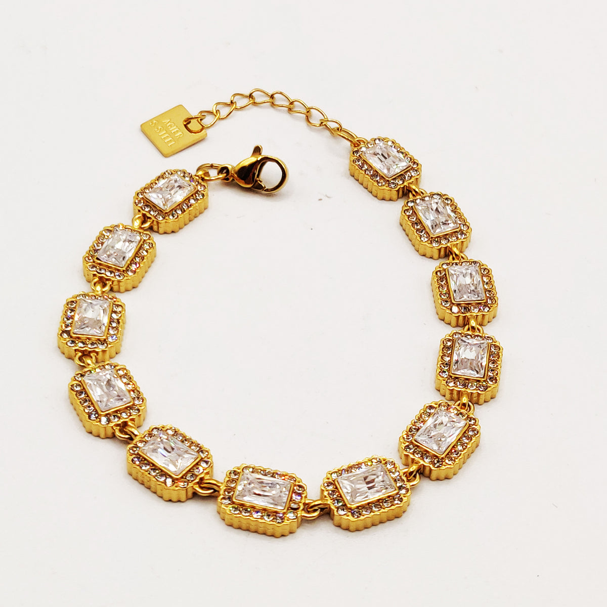 Bracelet Multi Cristaux Rectangles Tour Cristaux Luxe