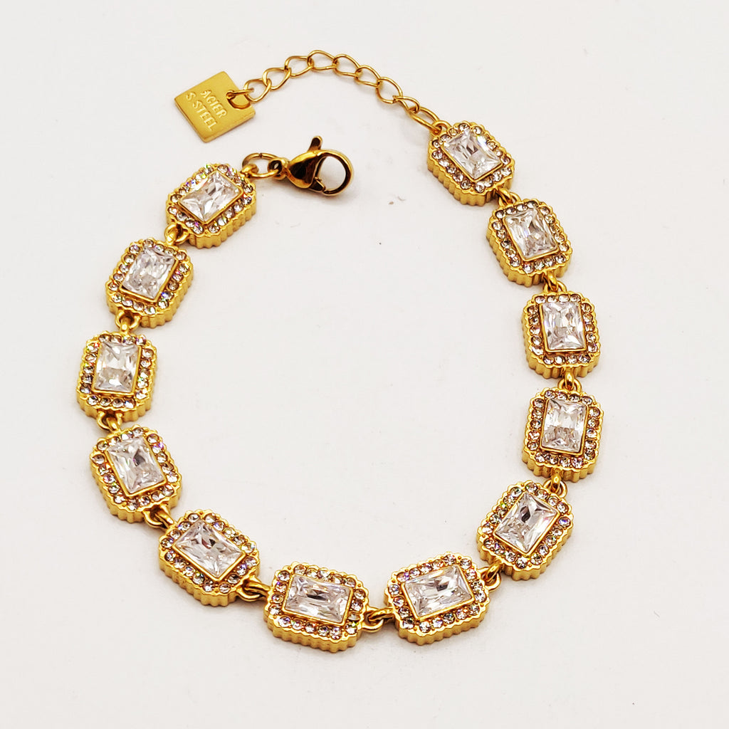 Bracelet Multi Cristaux Rectangles Tour Cristaux Luxe