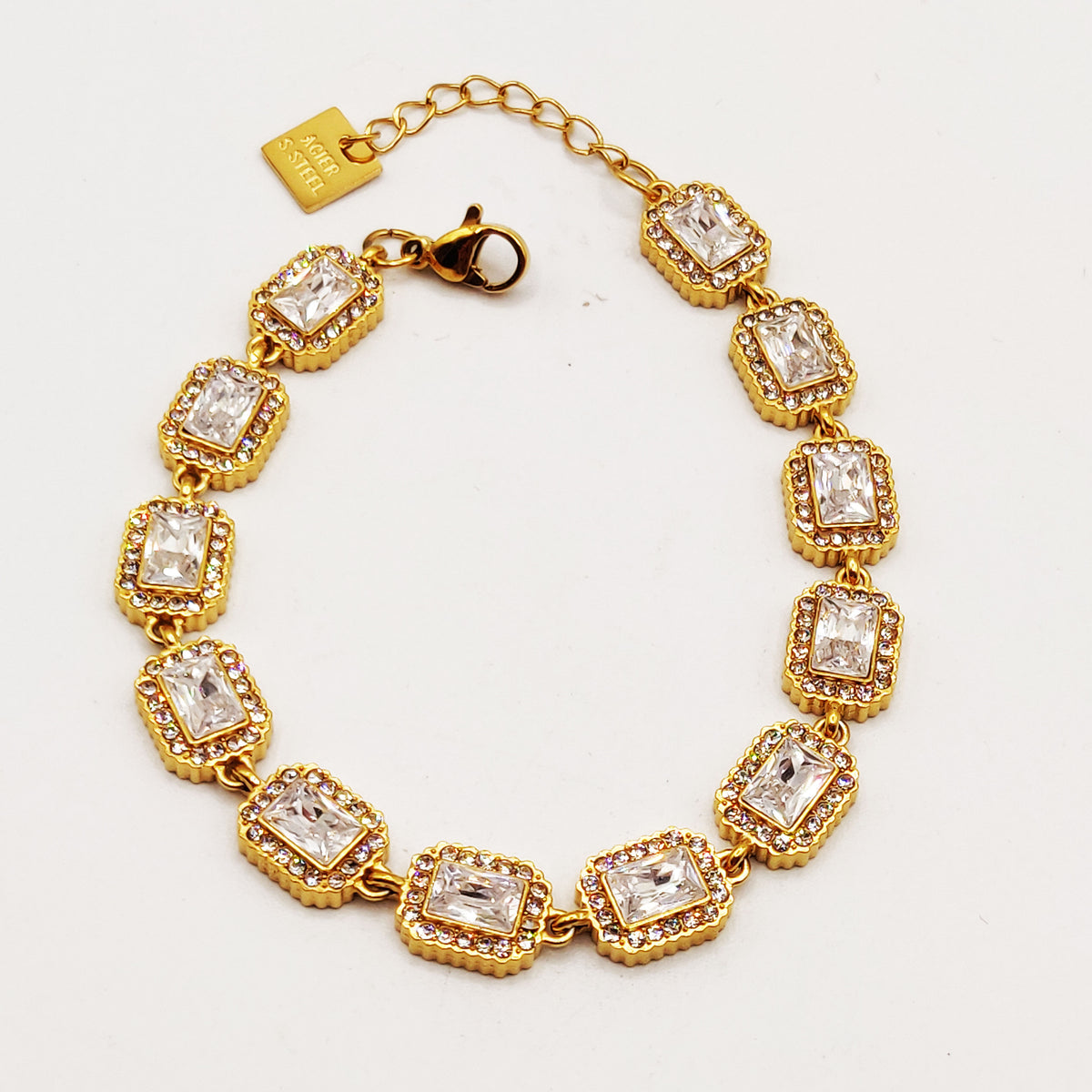 Bracelet Multi Cristaux Rectangles Tour Cristaux Luxe