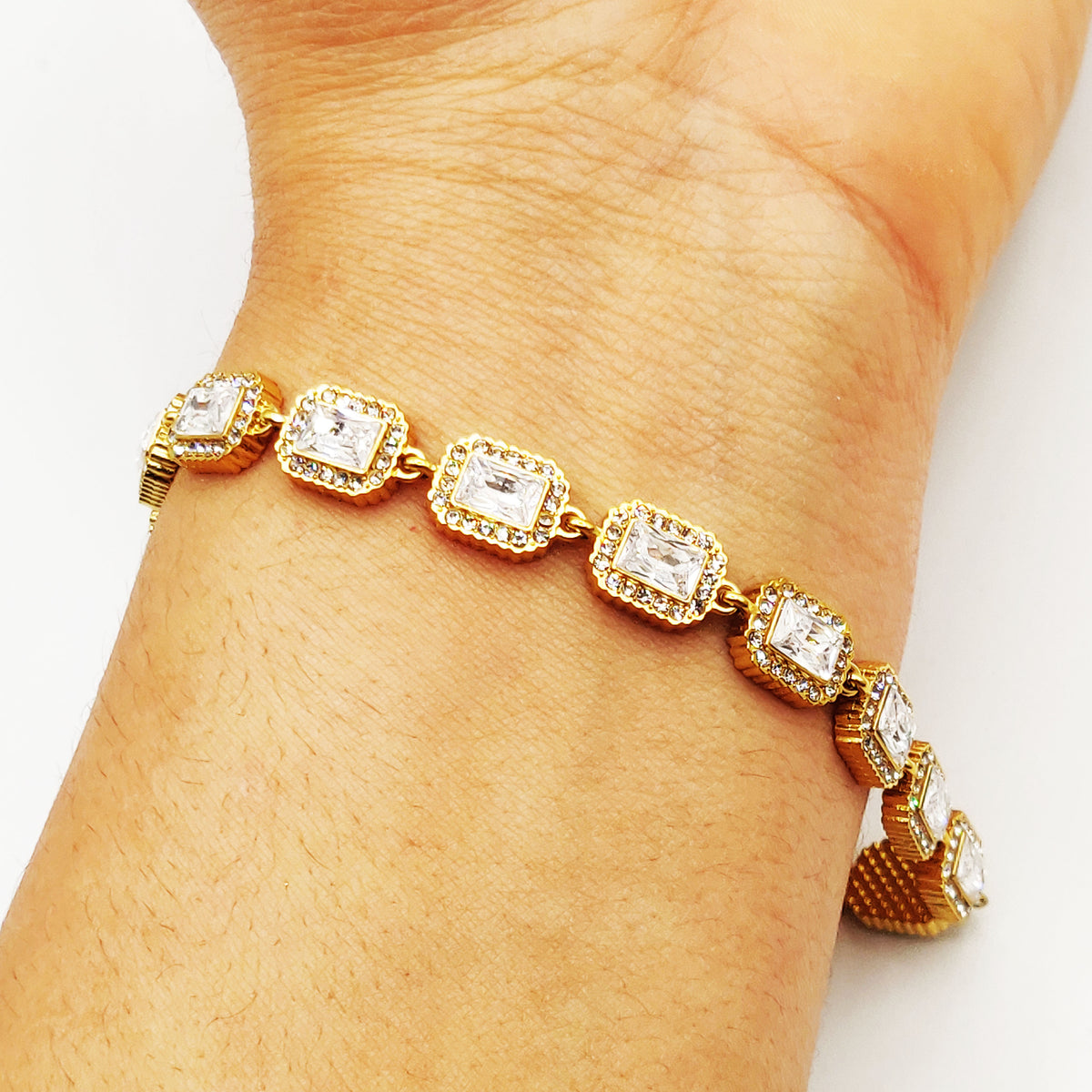 Bracelet Multi Cristaux Rectangles Tour Cristaux Luxe