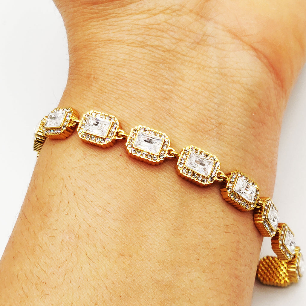 Bracelet Multi Cristaux Rectangles Tour Cristaux Luxe