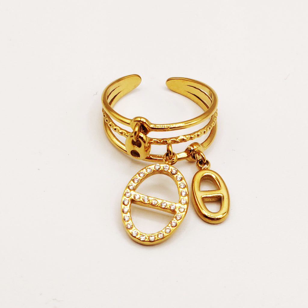 Bague Triple Lignes Triple Pendentifs H Luxe