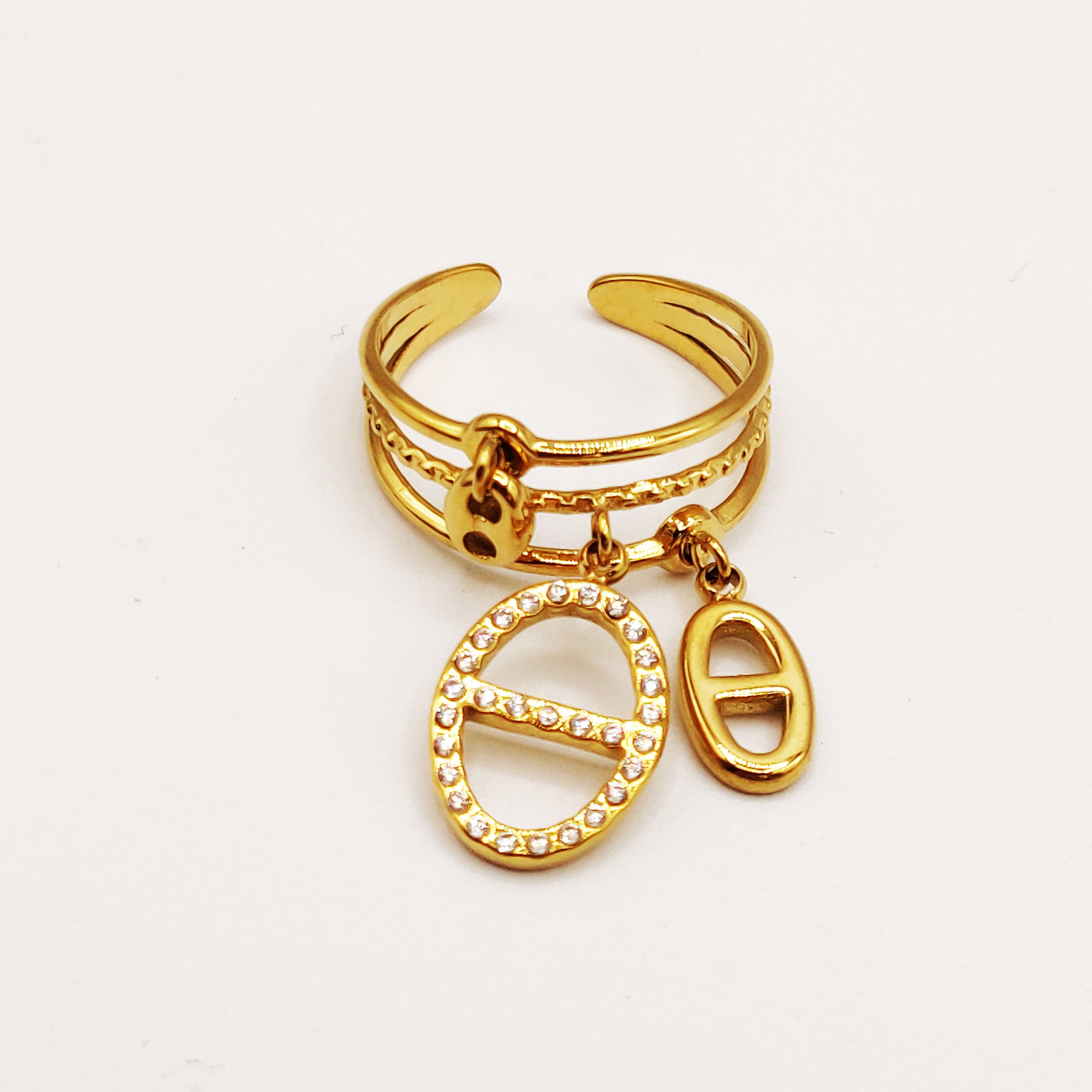 Bague Triple Lignes Triple Pendentifs H Luxe