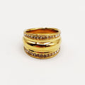 Bague Bombée Double Lignes Cristaux Luxe