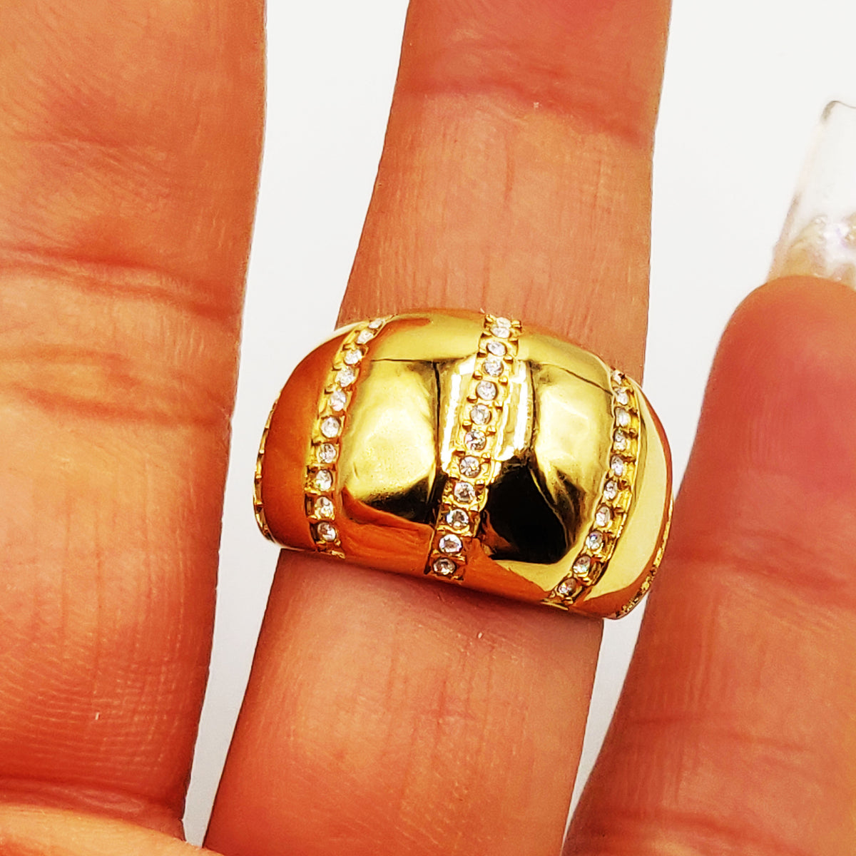 Bague 5 Lignes Cristaux Luxe