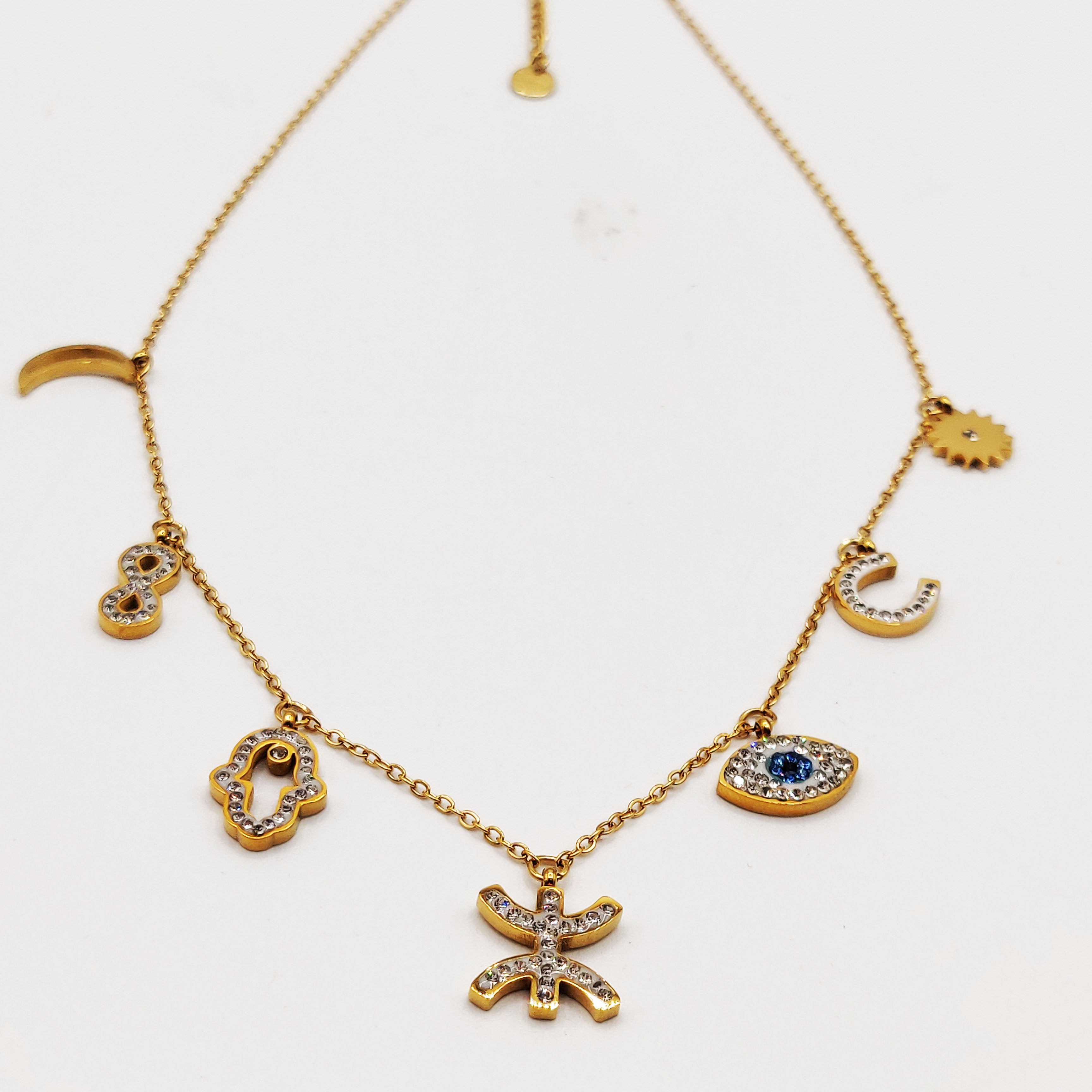 Collier Multi Pendentifs Amazigh Oeil Bleu Luxe