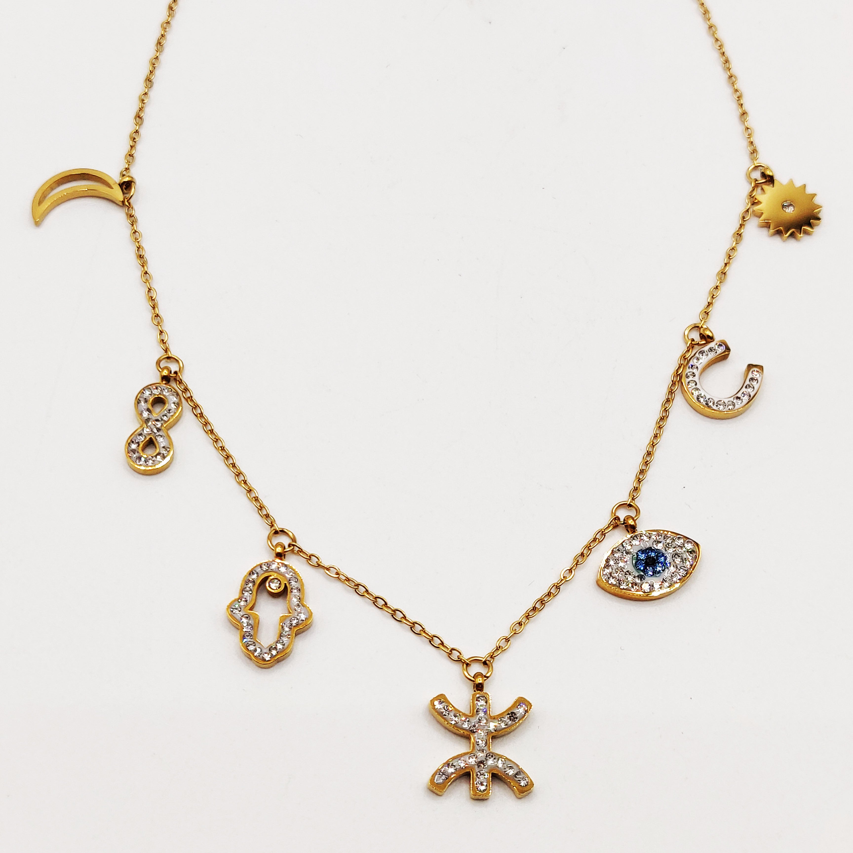 Collier Multi Pendentifs Amazigh Oeil Bleu Luxe