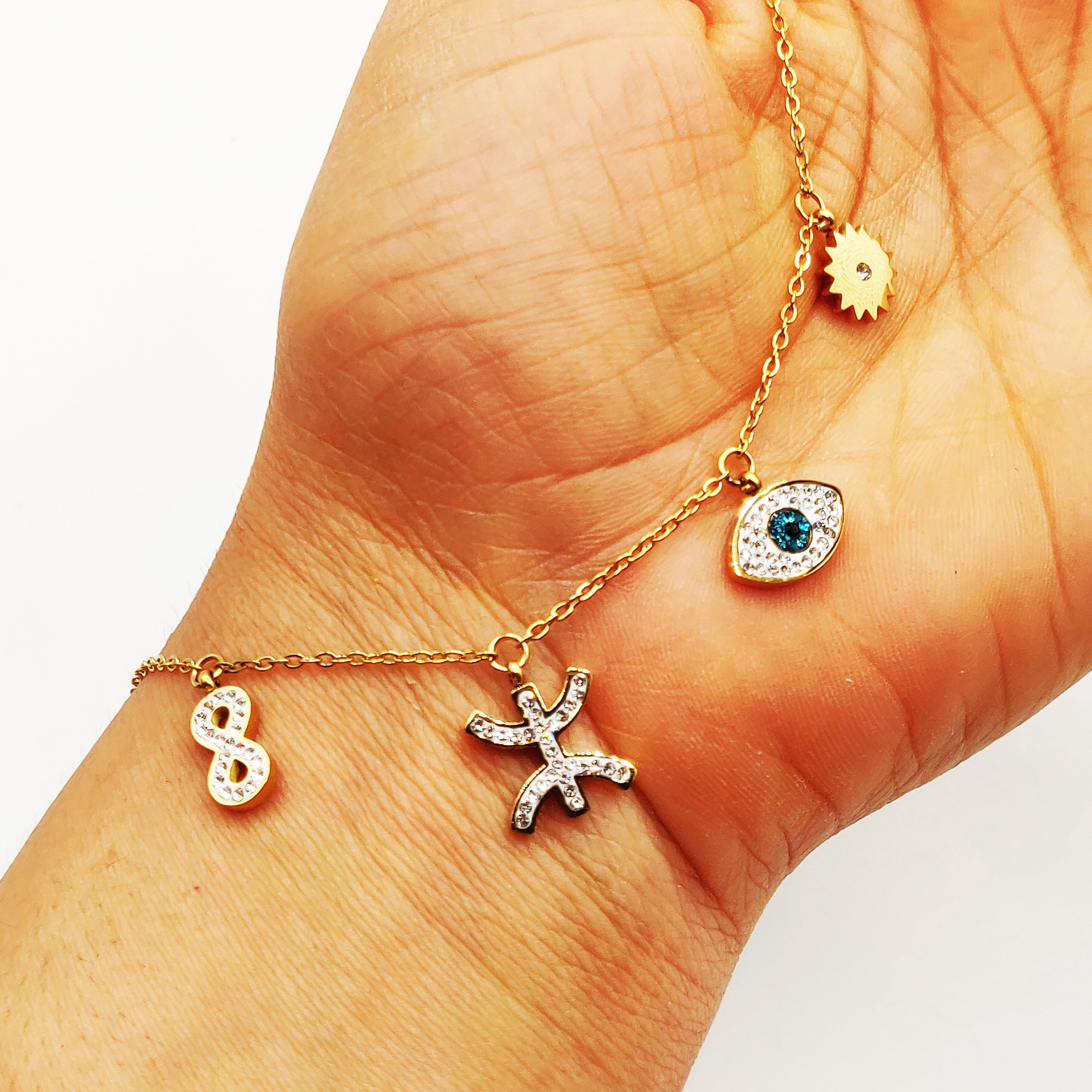 Bracelet Multi Pendentifs Amazigh Oeil Bleu Luxe