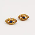 Boucles d'oreilles Oeil Bleu Tour Cristaux Luxe