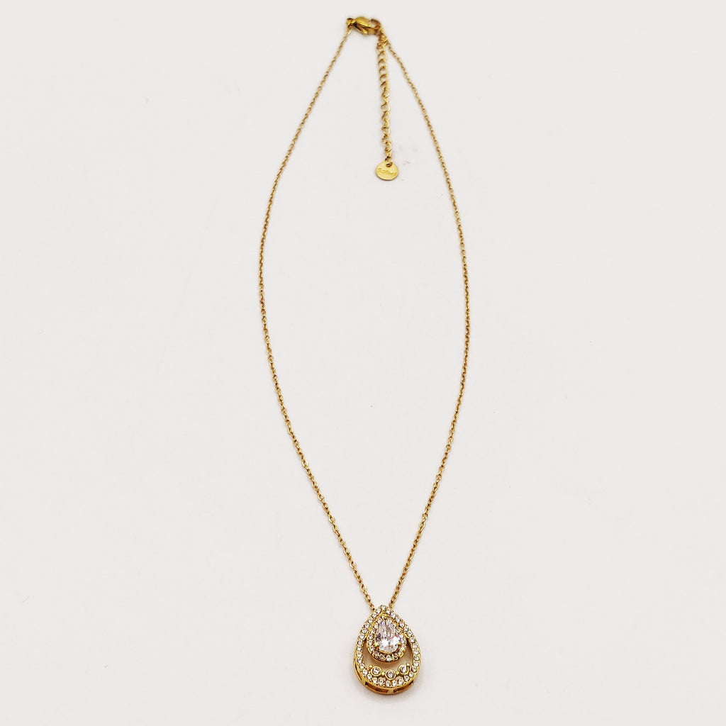 Collier Goutte Double Tour Cristaux Luxe