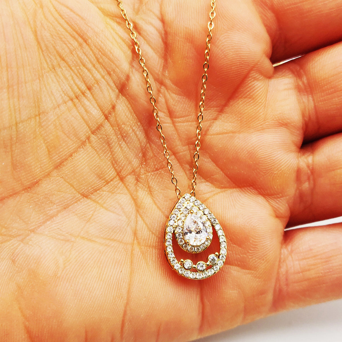 Collier Goutte Double Tour Cristaux Luxe