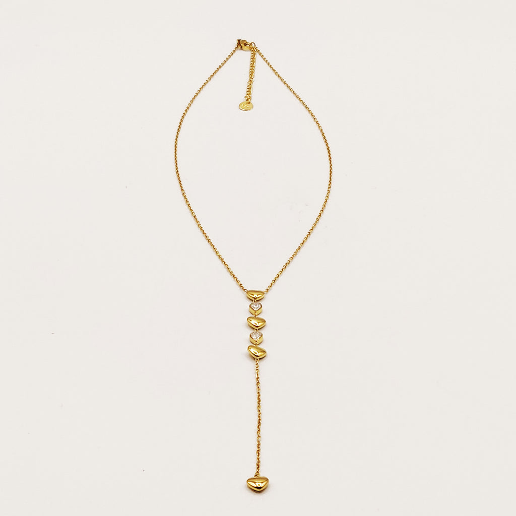Collier Coeurs Bombés et Cristaux Luxe