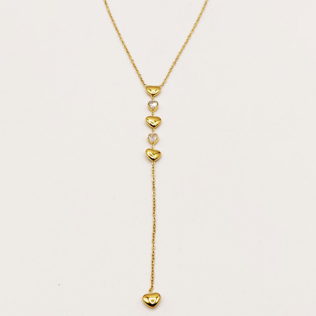 Collier Coeurs Bombés et Cristaux Luxe