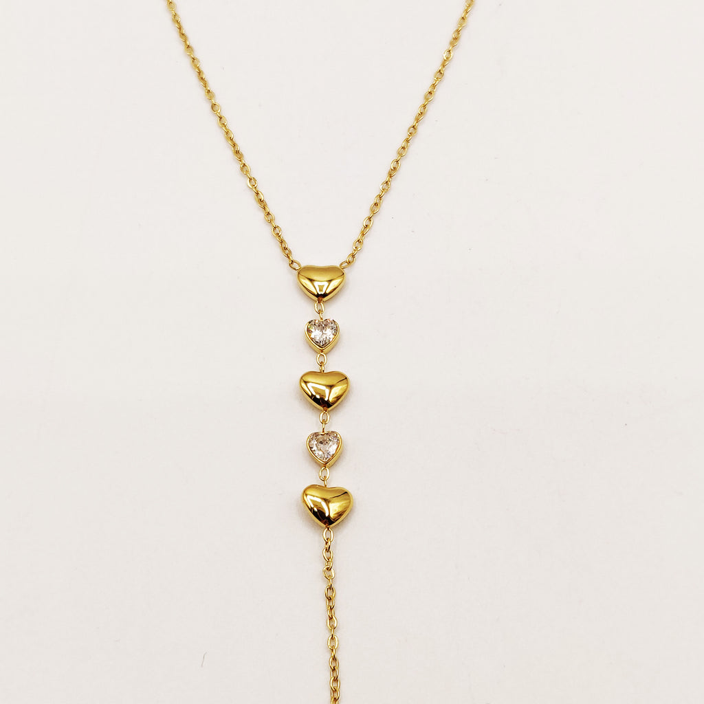 Collier Coeurs Bombés et Cristaux Luxe