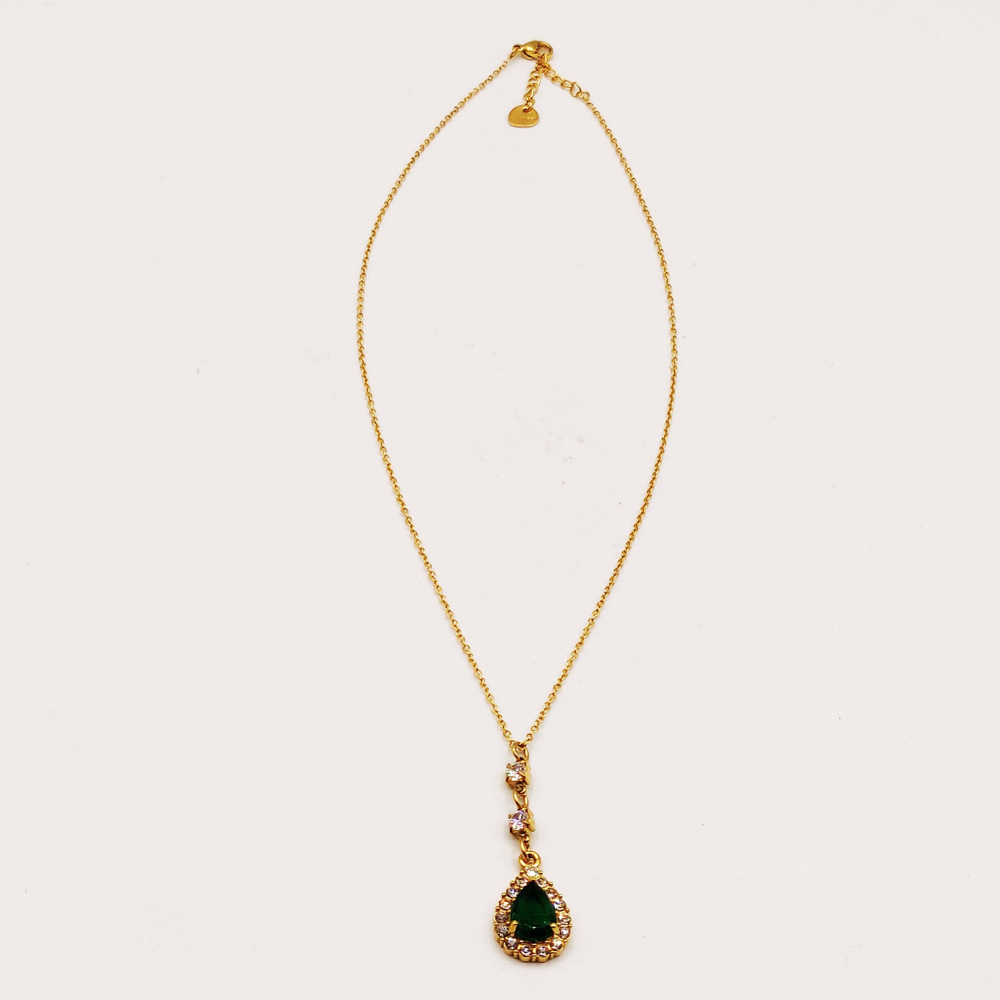 Collier Goutte Cristal Vert Tour Cristaux Luxe