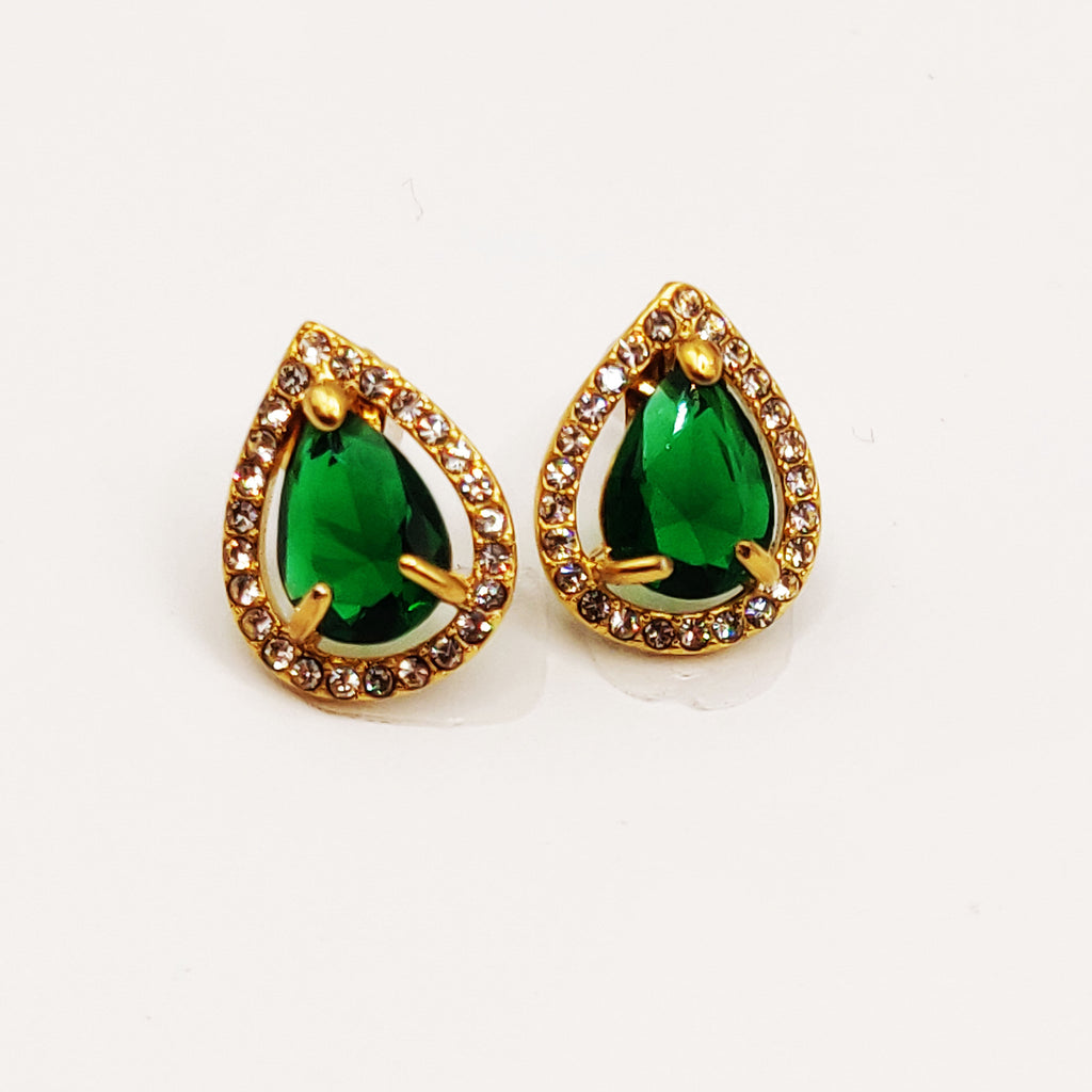 Boucles d'oreilles Goutte Cristal Vert Tour Cristaux Luxe