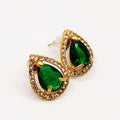 Boucles d'oreilles Goutte Cristal Vert Tour Cristaux Luxe