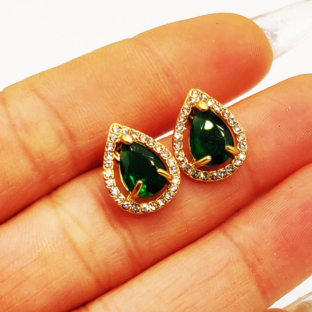 Boucles d'oreilles Goutte Cristal Vert Tour Cristaux Luxe