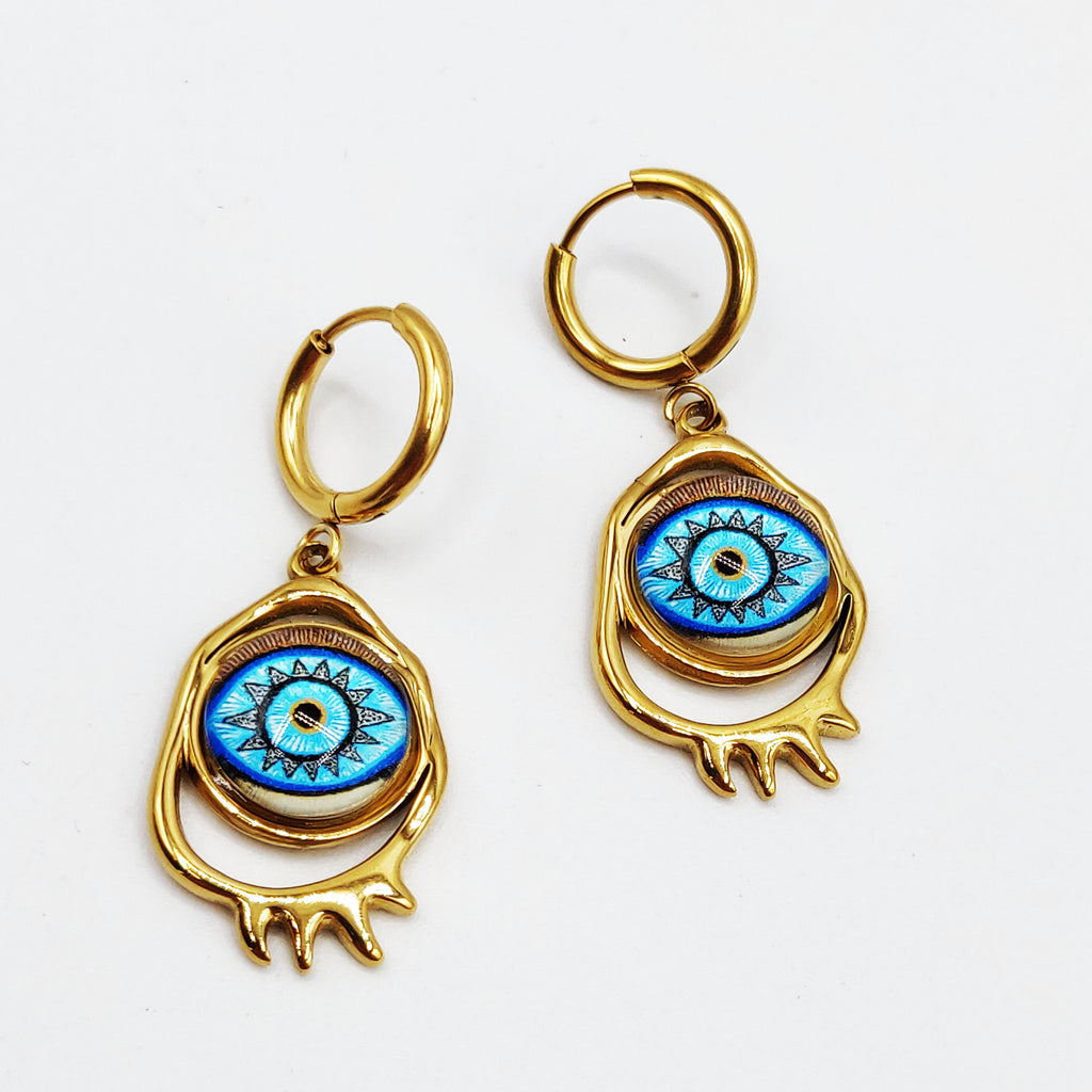 Boucles d'oreilles Chaîne Bibelots Oeil Bleu Luxe
