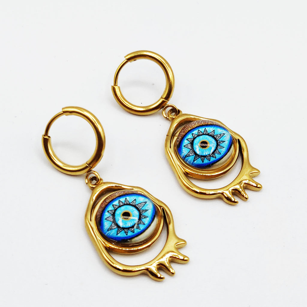 Boucles d'oreilles Chaîne Bibelots Oeil Bleu Luxe