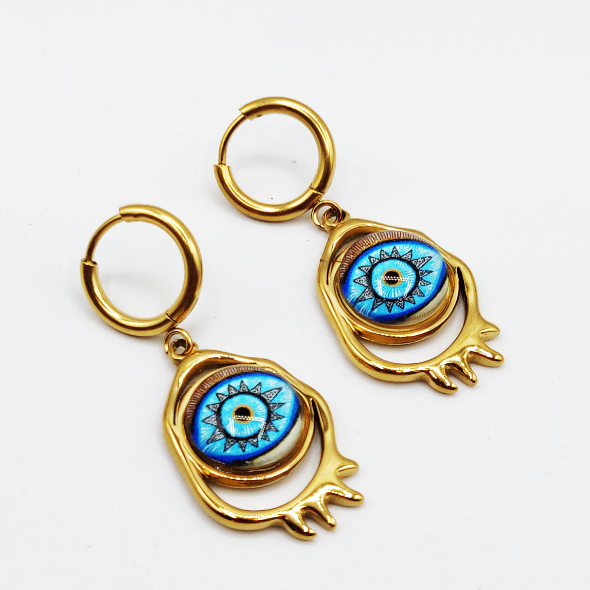 Boucles d'oreilles Chaîne Bibelots Oeil Bleu Luxe