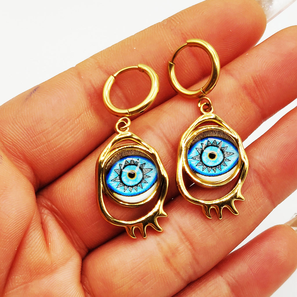 Boucles d'oreilles Chaîne Bibelots Oeil Bleu Luxe