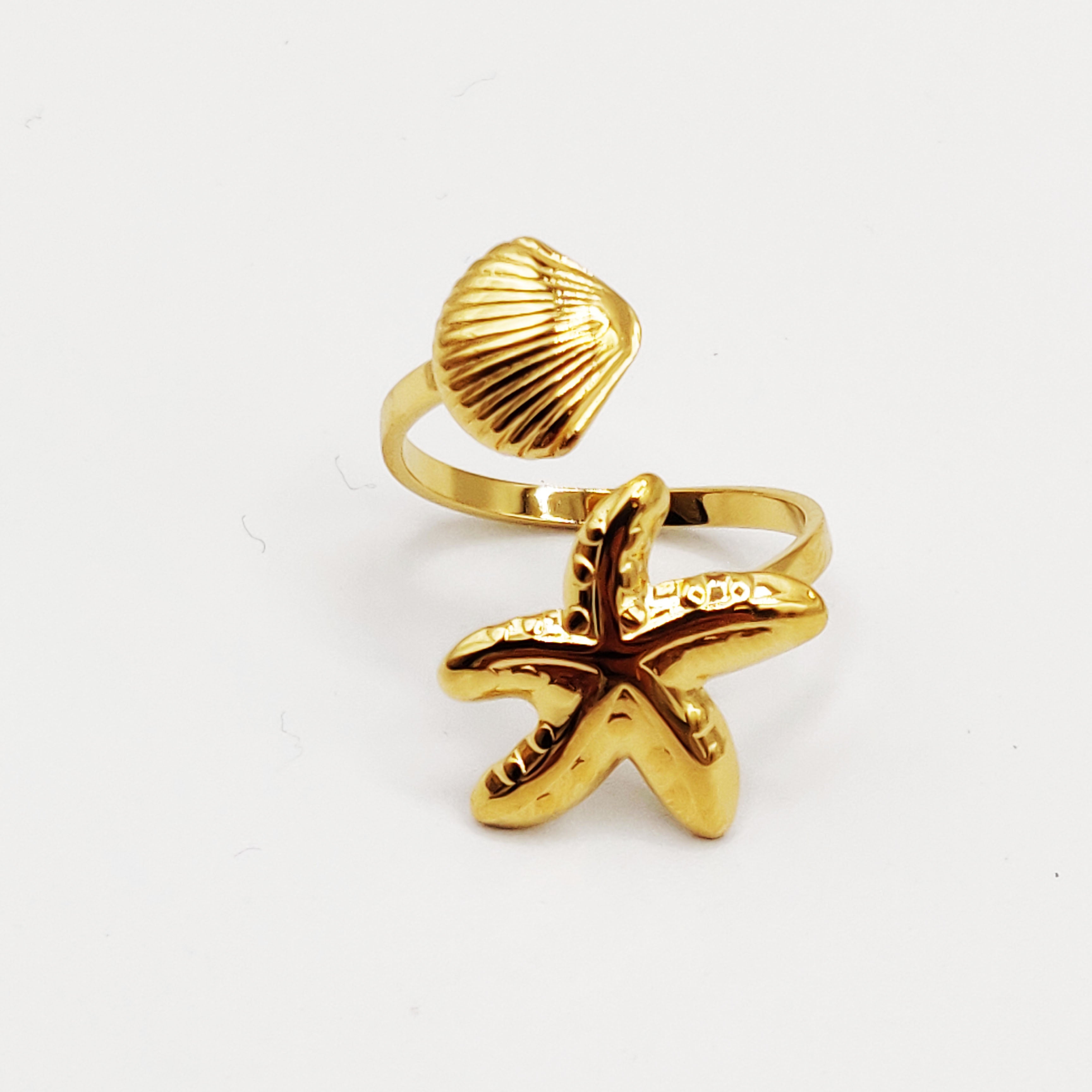 Bague Coquillage et Étoile de Mer