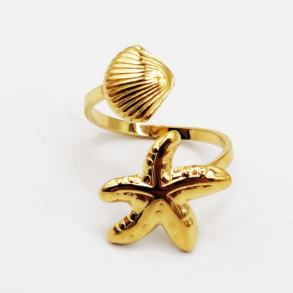 Bague Coquillage et Étoile de Mer