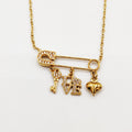Collier Épingle Pendentifs Love, Clé et Coeur Bombé Luxe