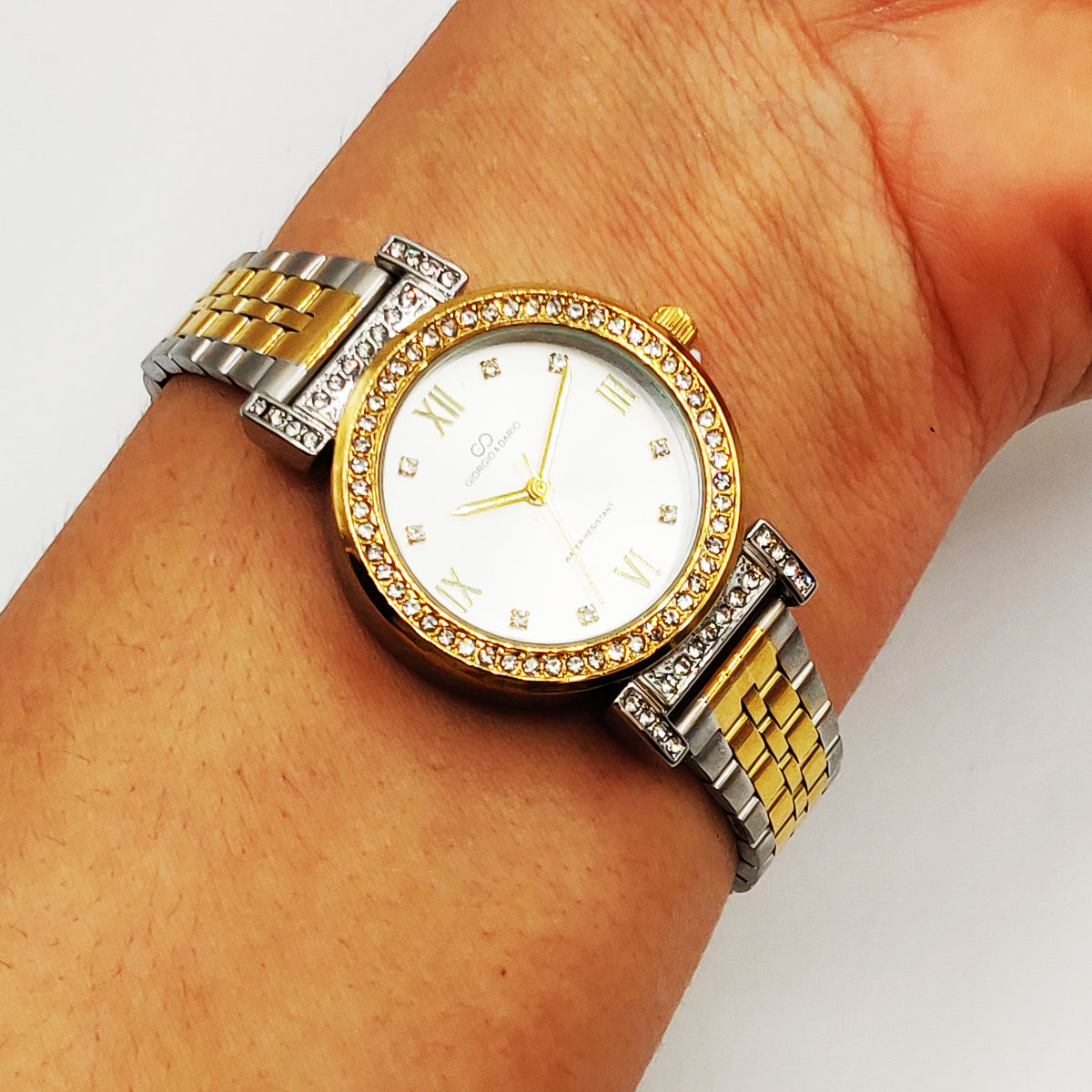 Montre Giorgio & Dario EU6562 Bracelet Argenté et Doré Fond Blanc