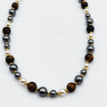 Collier Perles d'imitation Grises et Marrons