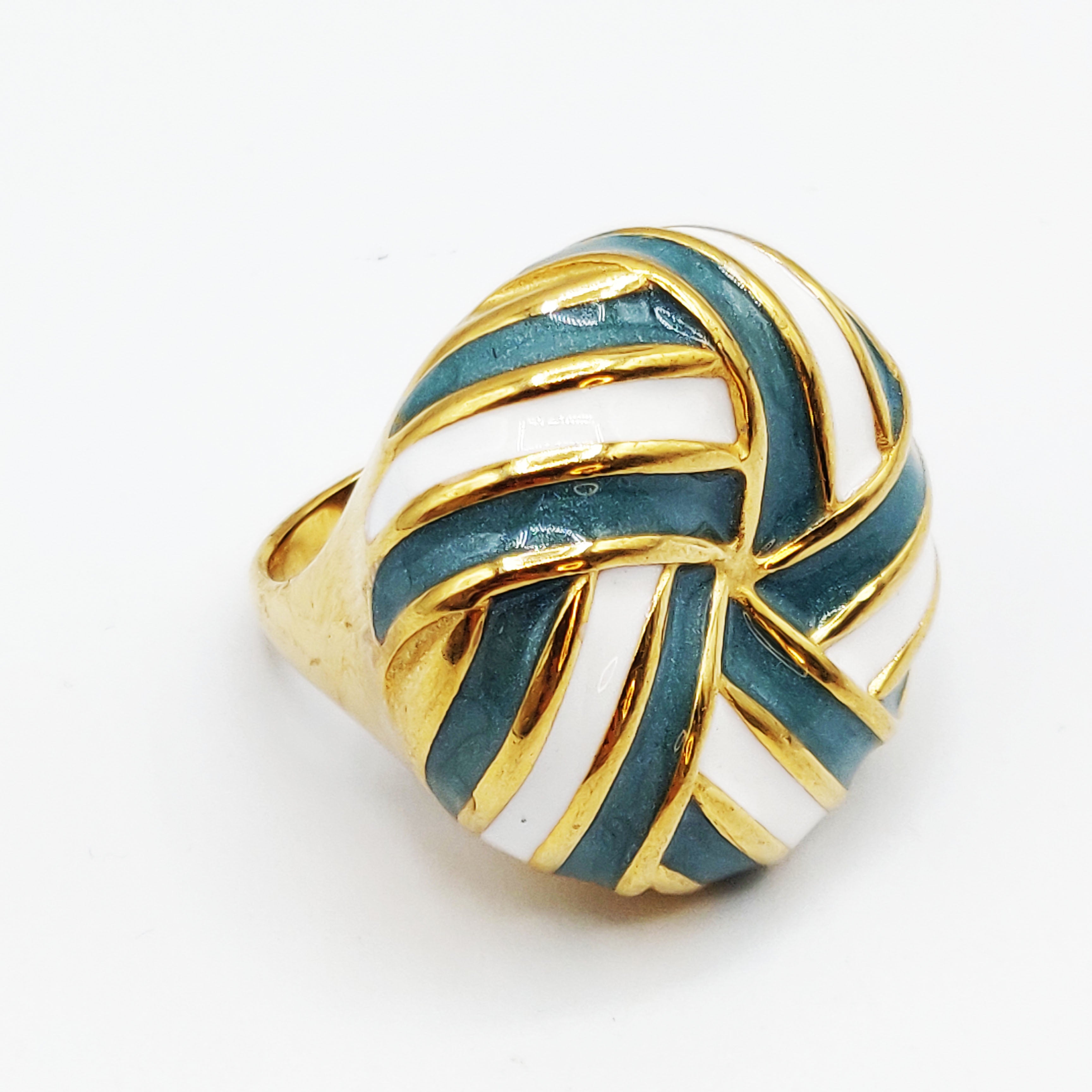 Bague Bandes Bleues et Blanches Luxe