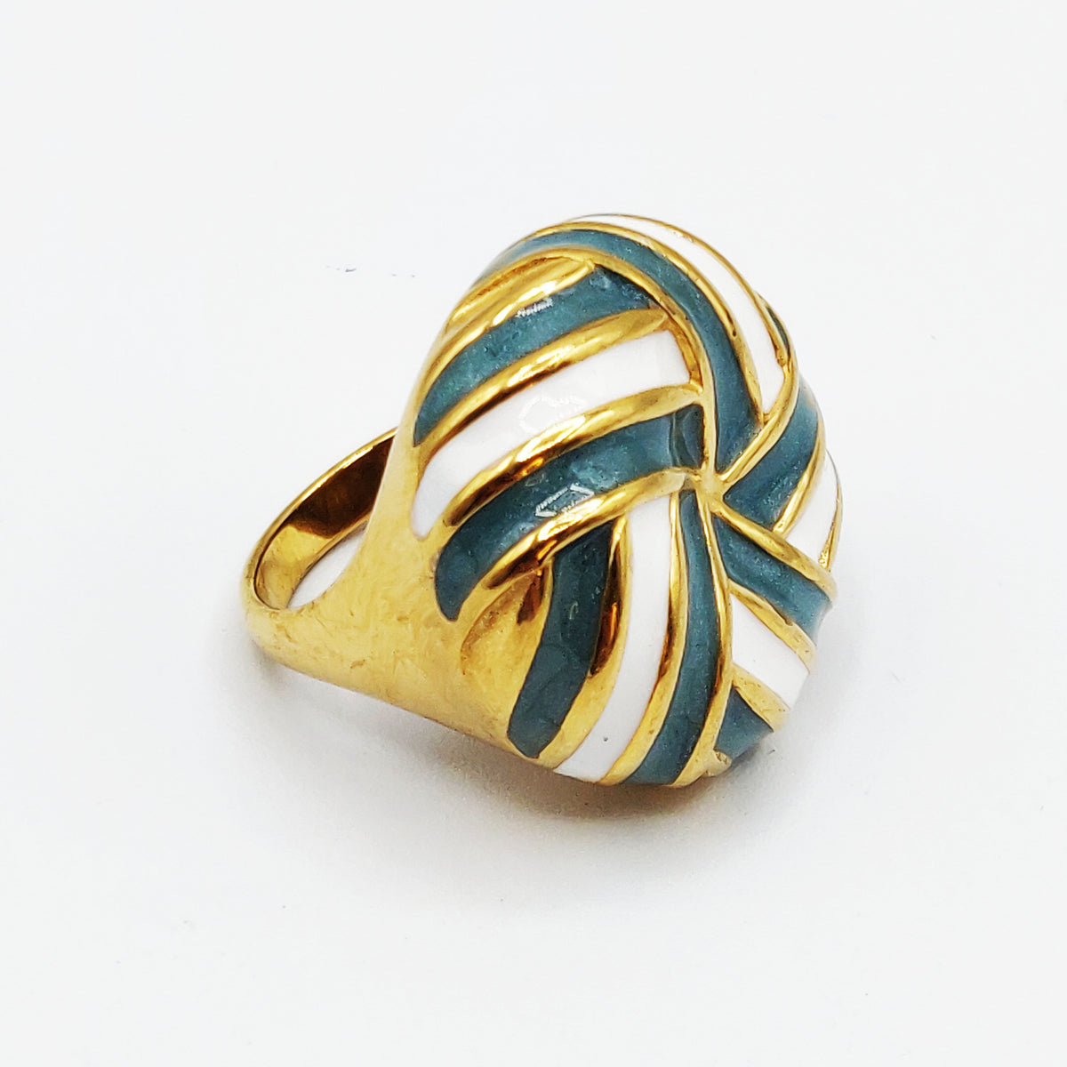 Bague Bandes Bleues et Blanches Luxe