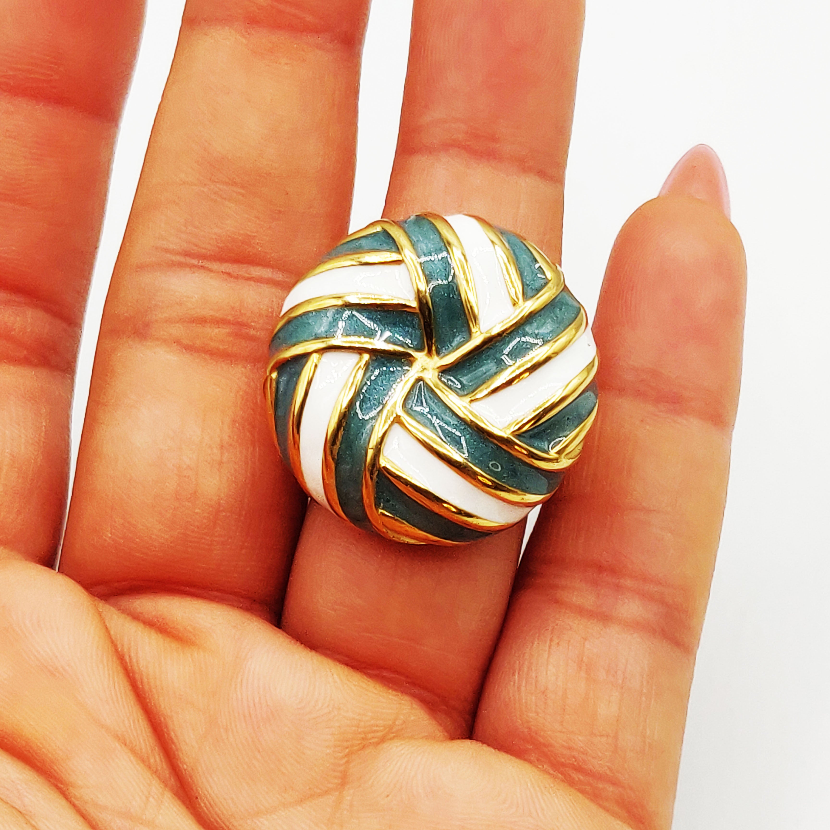 Bague Bandes Bleues et Blanches Luxe