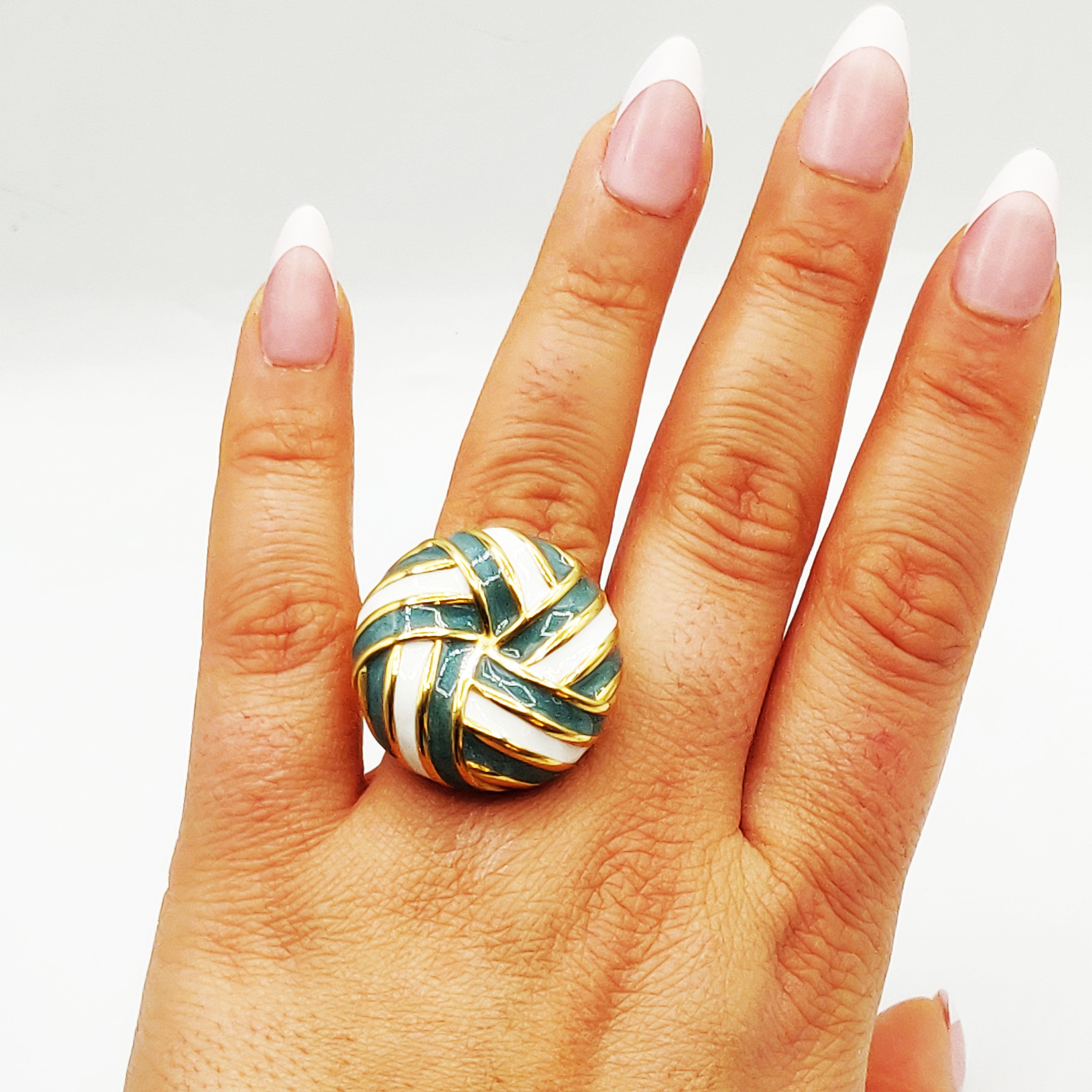Bague Bandes Bleues et Blanches Luxe