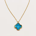Collier Trèfle Pierre Bleue Claire