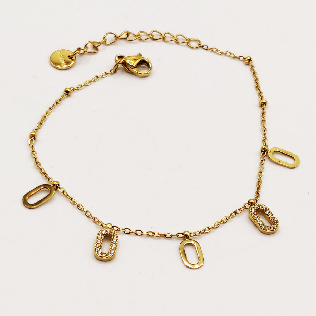 Bracelet Multi Ovales Dorés et Tour Cristaux Luxe