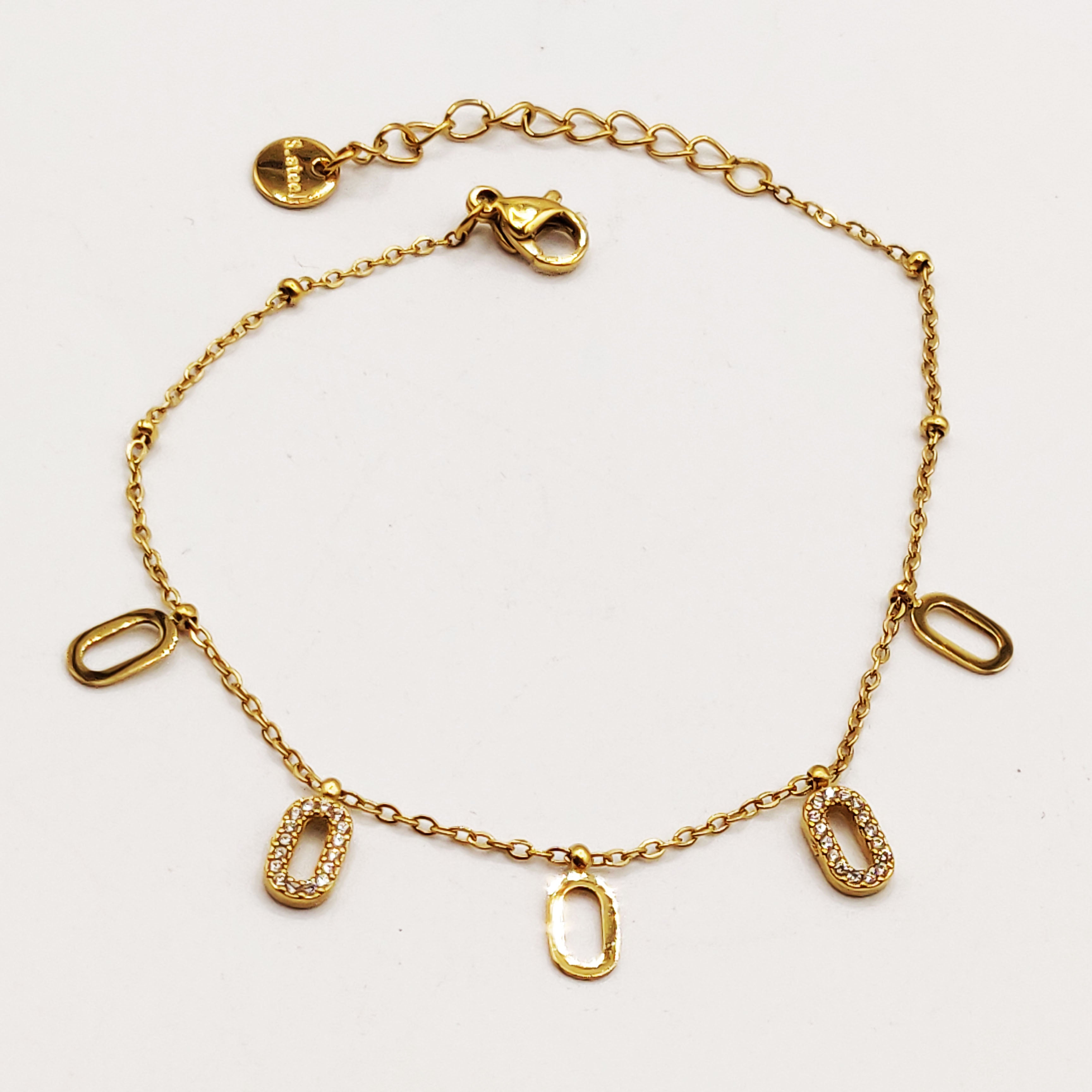 Bracelet Multi Ovales Dorés et Tour Cristaux Luxe