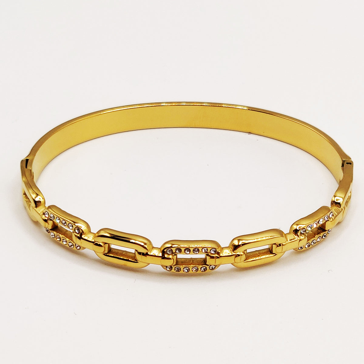 Bracelet Rigide Multi Ovales Dorés et Tour Cristaux Luxe