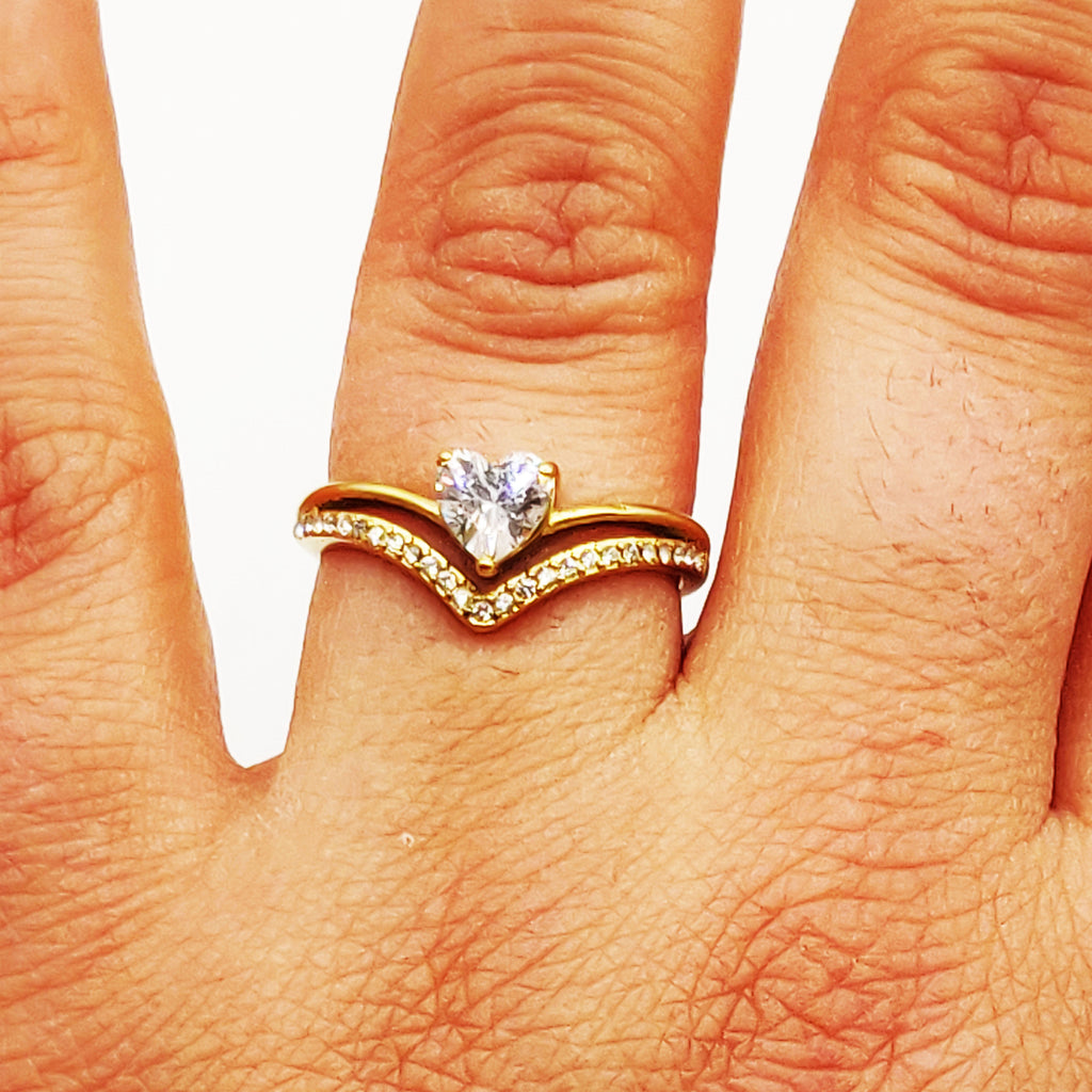 Bague Coeurs Cristaux Luxe