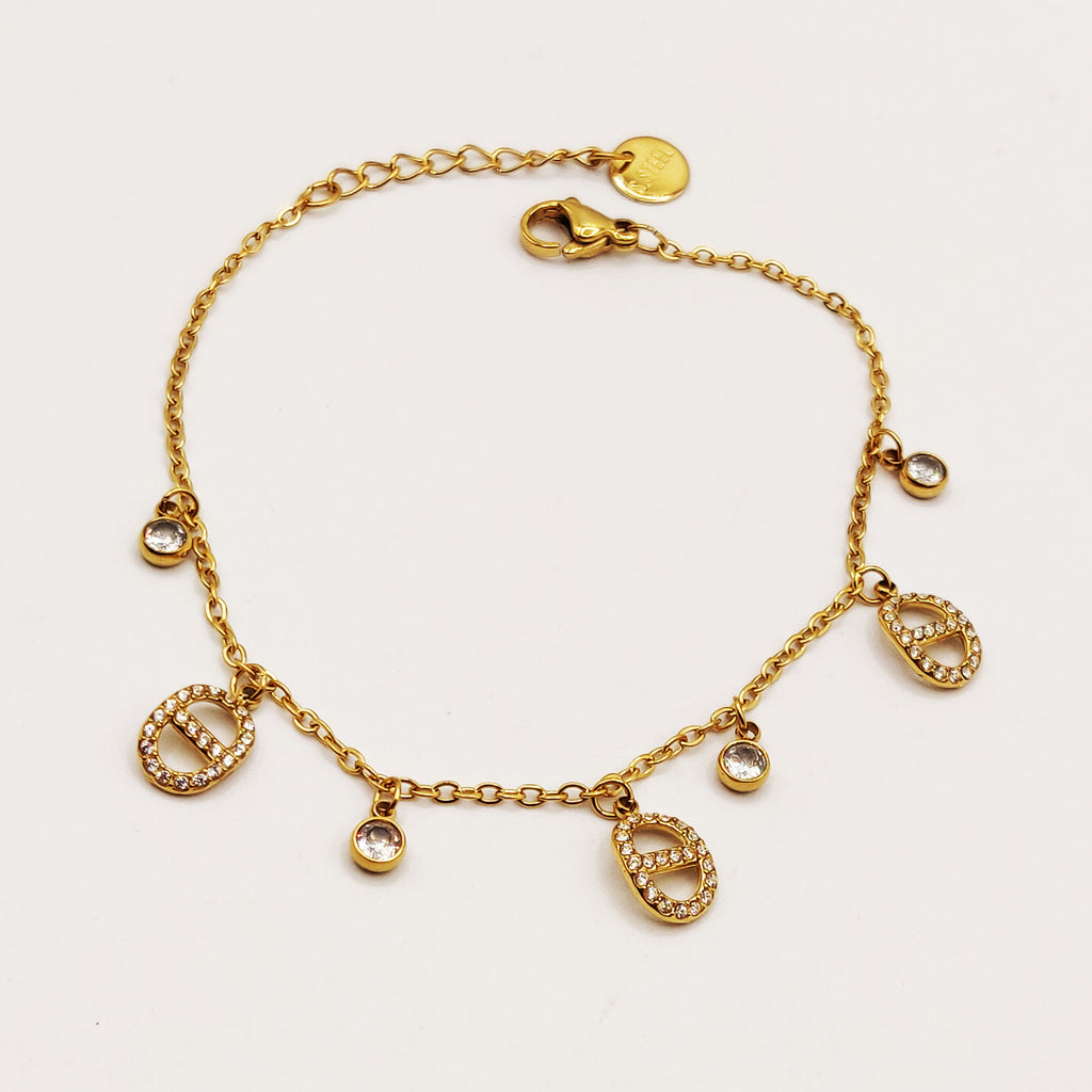 Bracelet Multi H Luxe Cristaux et Cristaux Ronds