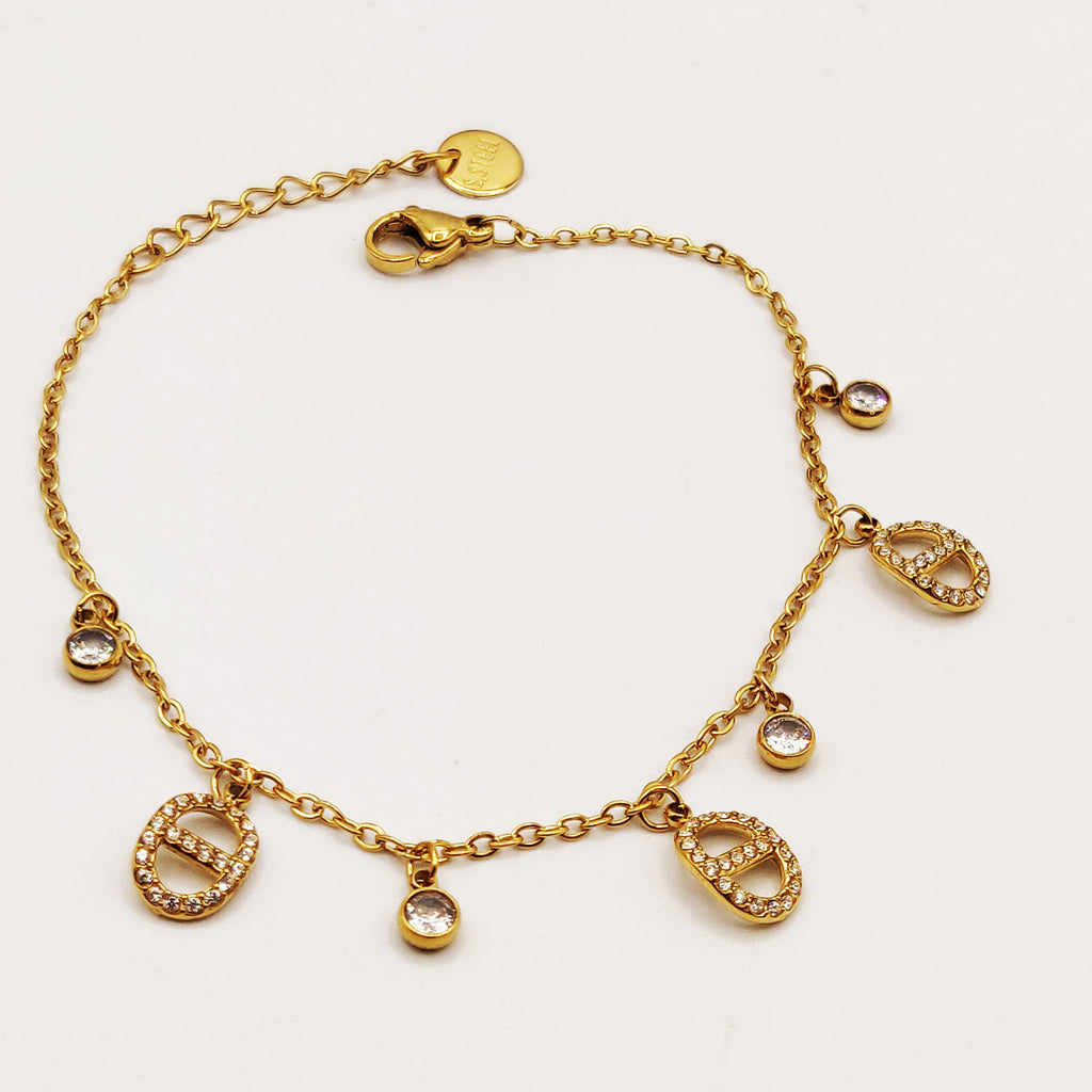 Bracelet Multi H Luxe Cristaux et Cristaux Ronds