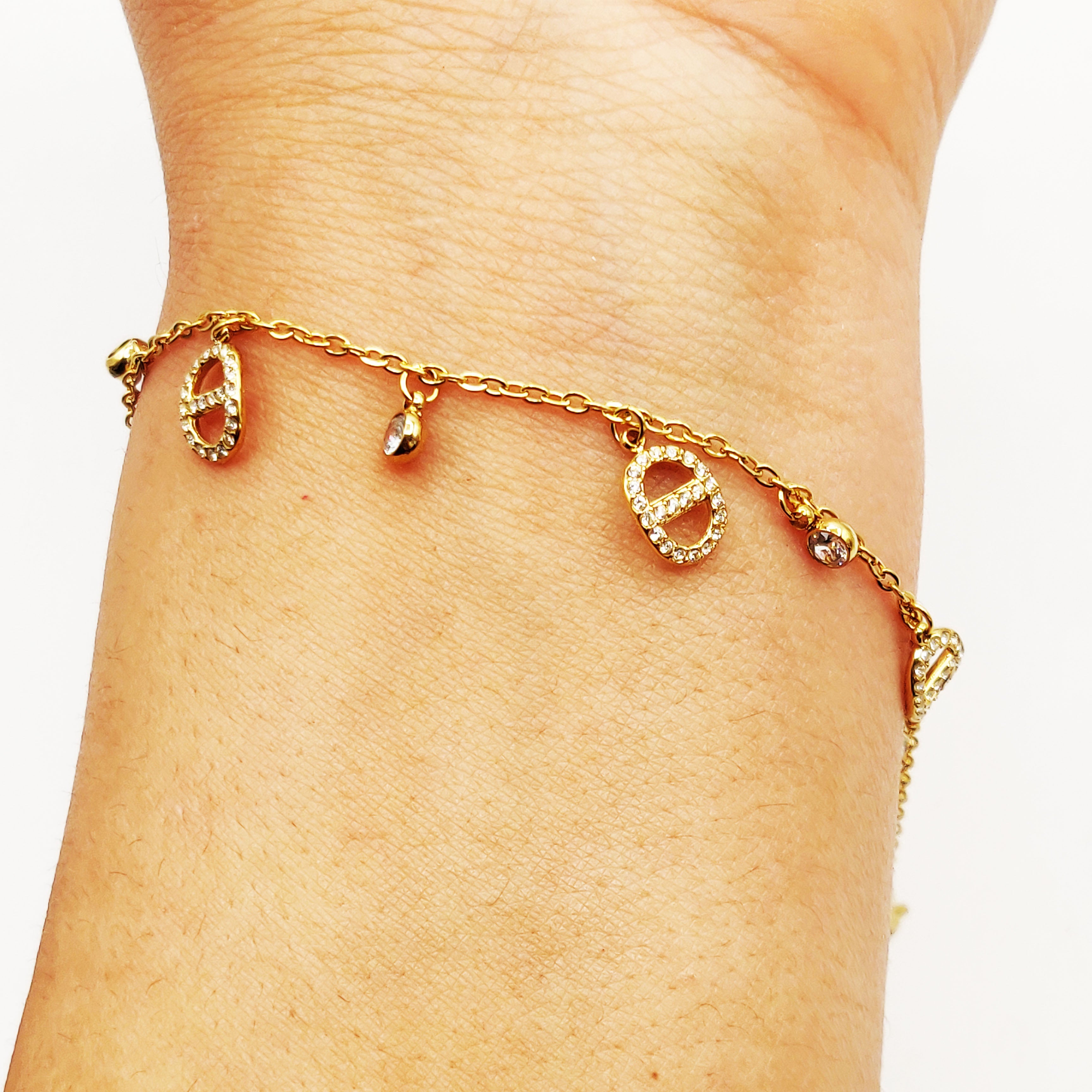 Bracelet Multi H Luxe Cristaux et Cristaux Ronds