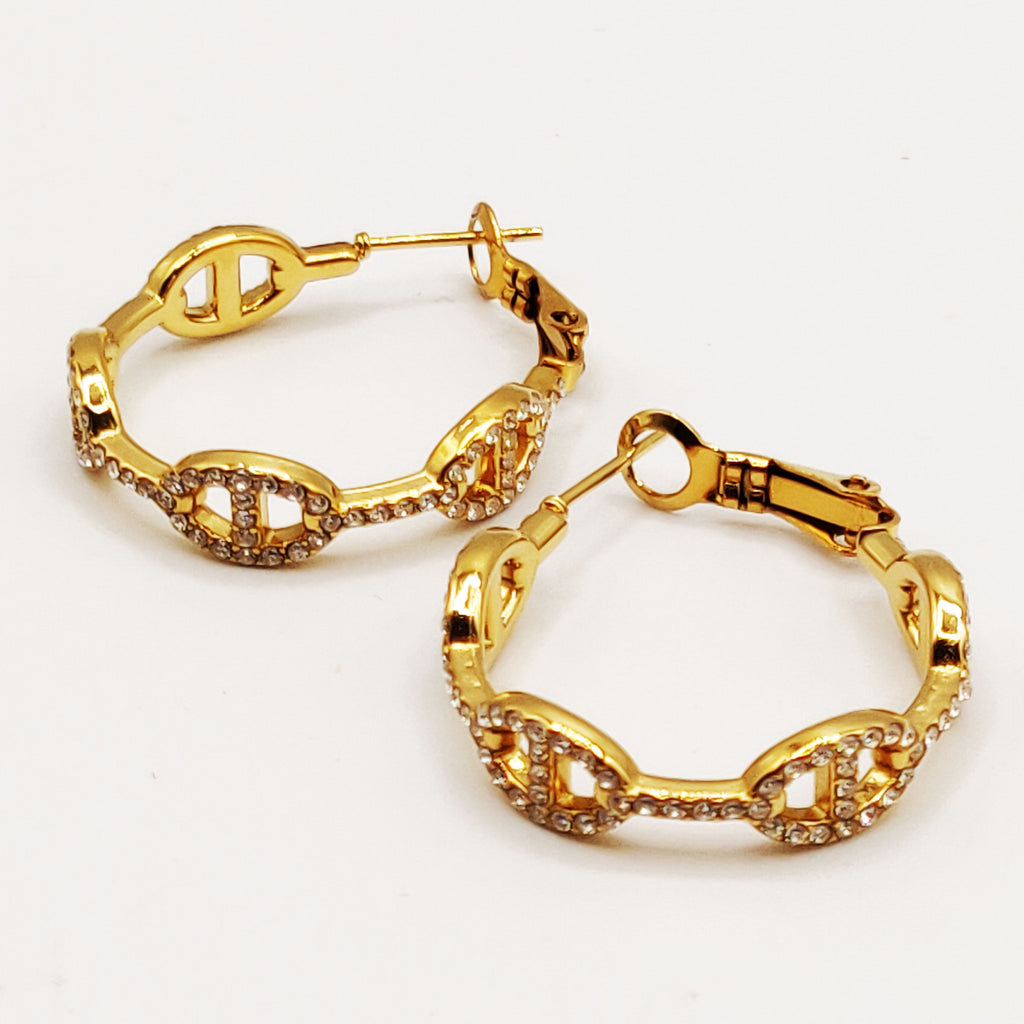Boucles d'oreilles Multi H Luxe Cristaux et Cristaux Ronds