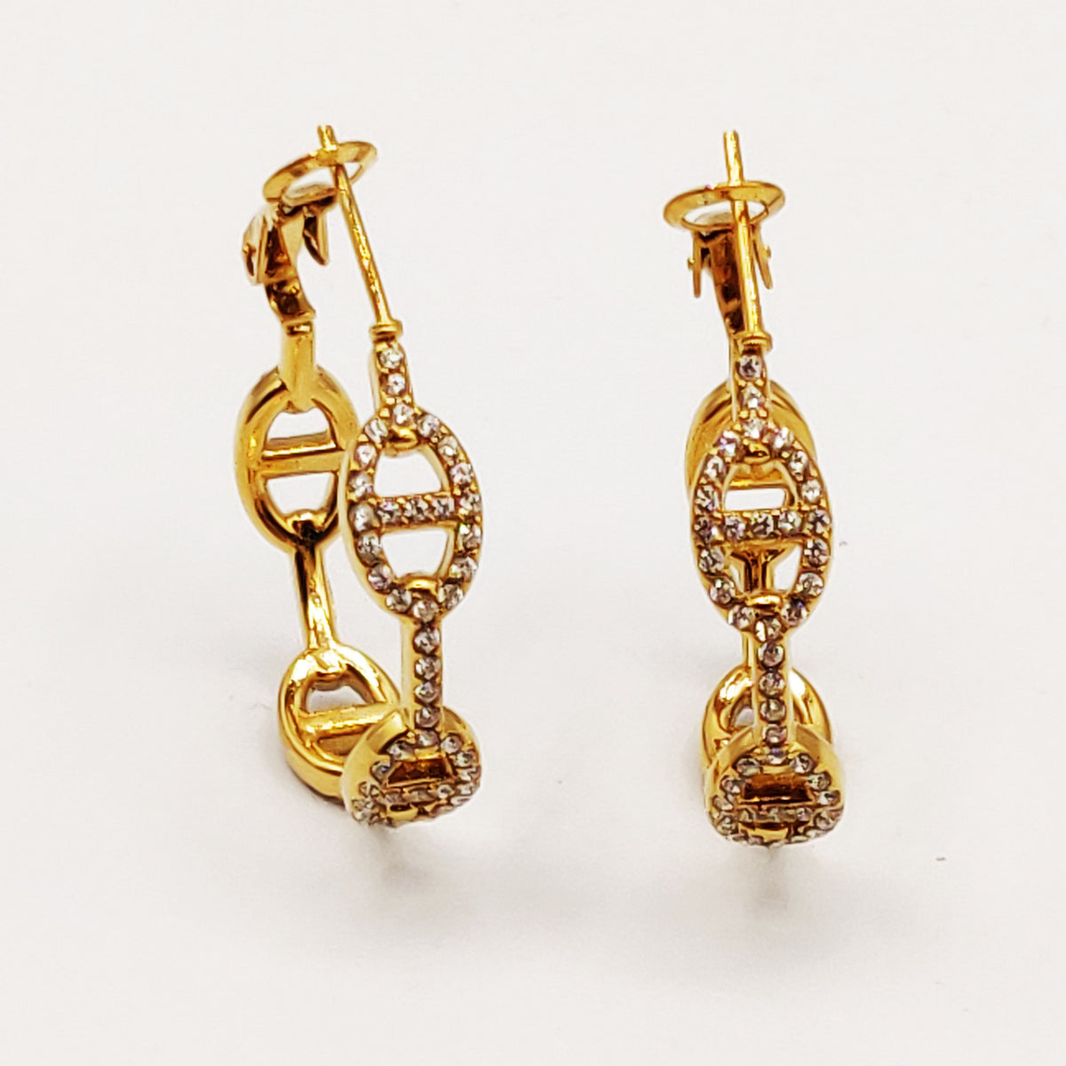 Boucles d'oreilles Multi H Luxe Cristaux et Cristaux Ronds