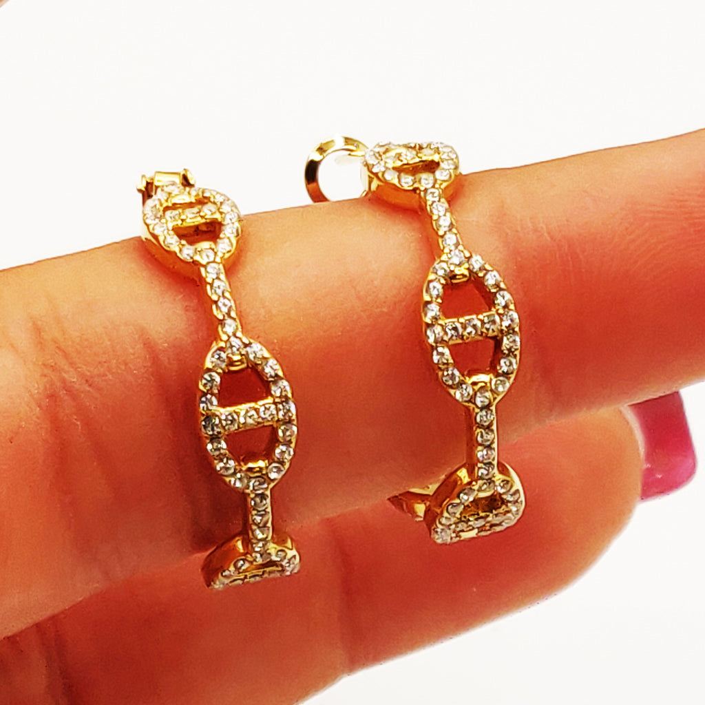 Boucles d'oreilles Multi H Luxe Cristaux et Cristaux Ronds